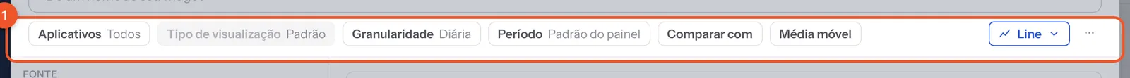 A faixa de opções no topo da folha do widget.