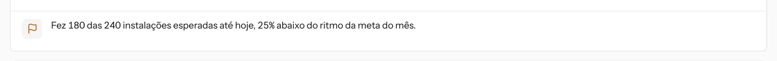 Aviso de meta de conversão fora do ritmo, como aparece na FlagTrail.